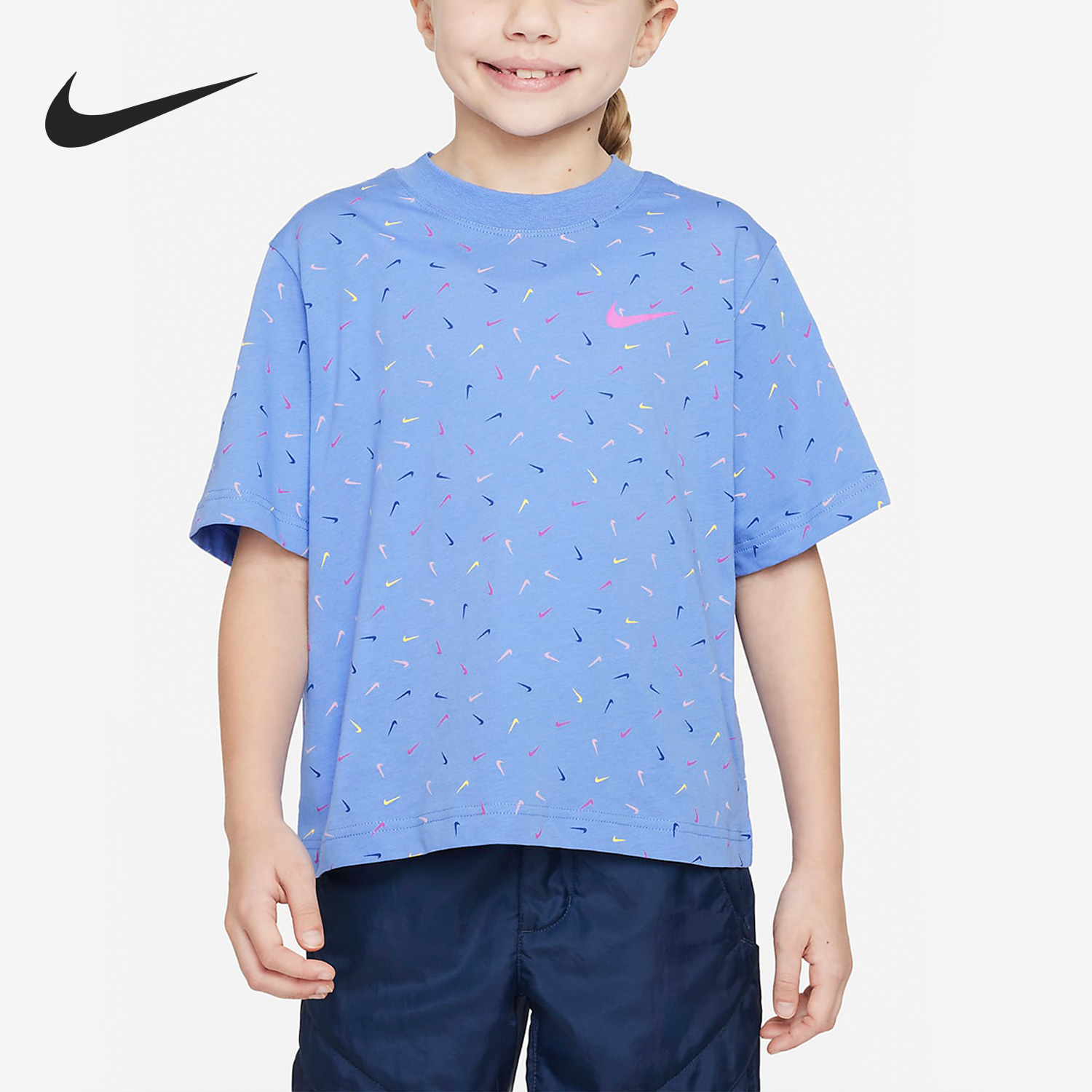 Nike/耐克正品2023新款大童宽松圆领运动短袖T恤FD5366-450