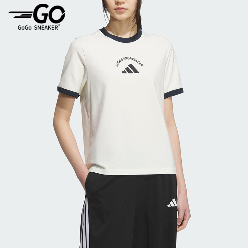 Adidas/阿迪达斯正品2025夏季款女士针织经典运动透气短袖KC0058 - 实物图