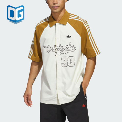 Adidas/阿迪达斯正品三叶草男士宽松梭织经典三条纹衬衫JM0513