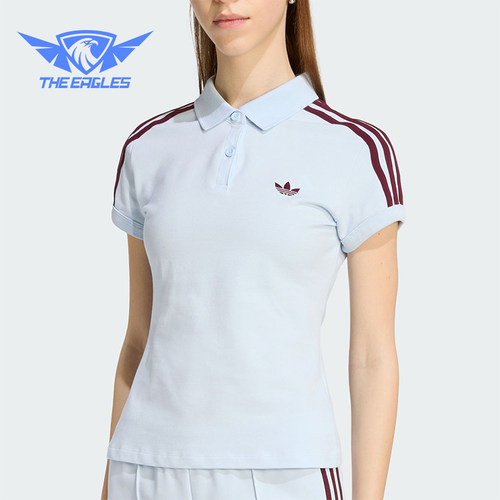 Adidas/阿迪达斯正品三叶草女士修身翻领纽扣短袖POLO衫KD3698