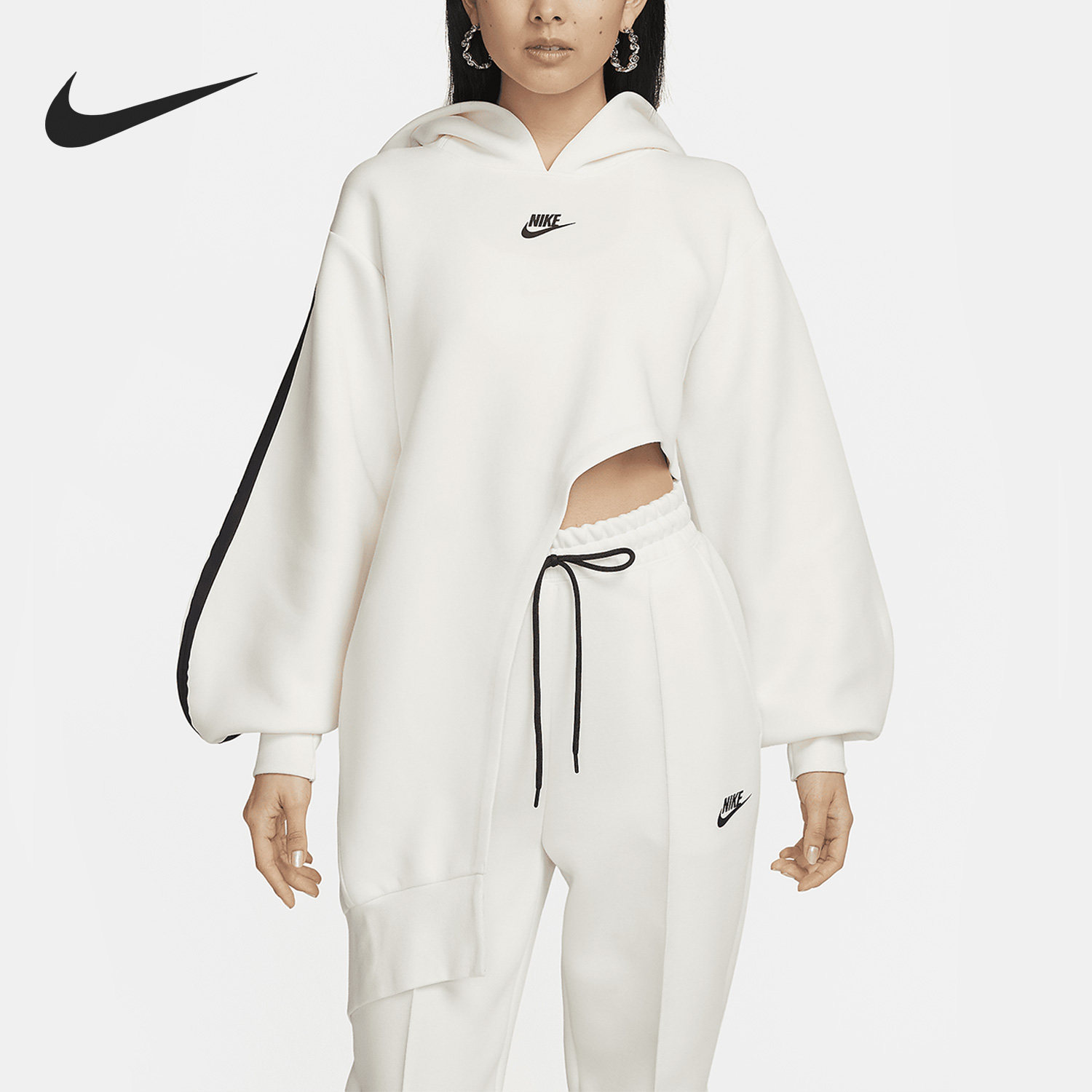 Nike/耐克正品秋季新款女子不对称时尚休闲连帽卫衣FN7124
