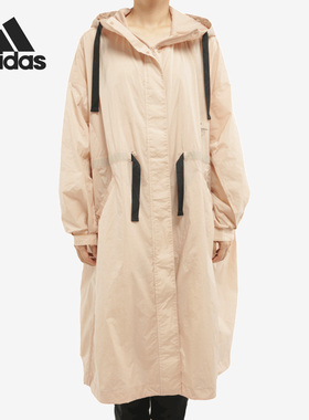 Adidas/阿迪达斯官方正品女子连帽梭织长款运动夹克外套 GF0120