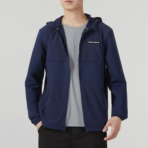 UA/安德玛正品STORM DAYTONA FZ男士梭织运动连帽外套1379722-410