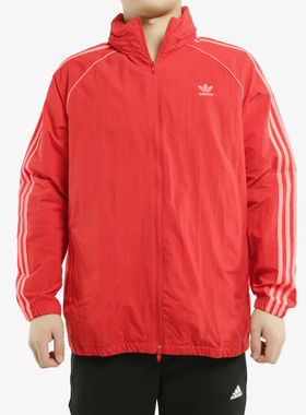 Adidas/阿迪达斯正品 三叶草男装当季新款防风夹克红色外套ED6083
