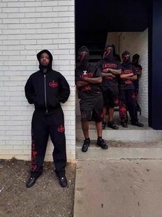 corteiz恶魔岛新款拉链连帽衫宽松高街美式潮牌套装印花卫衣跨境