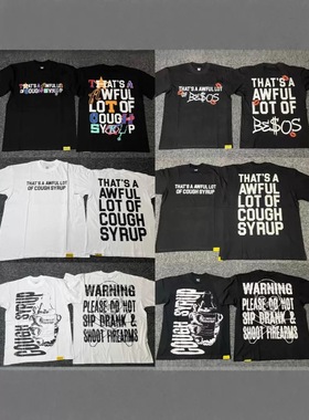 跨境高品质THAT'S A AWFUL LOT OF COUGH SYRUP纯棉圆领T恤短袖