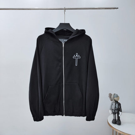 erd忧郁的富二代十字架标语字母拉链卫衣连帽衫高街情侣外套衫潮