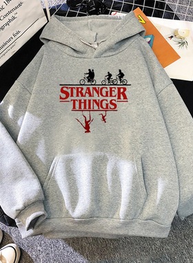 日漫Stranger Things怪奇物语才潮流个性图案 印花套头连帽衫卫衣