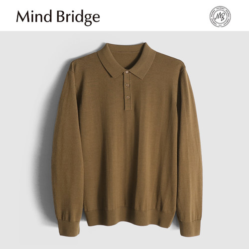 MindBridge新款2025秋季男士经典翻领商务休闲保暖内搭针织衫透气