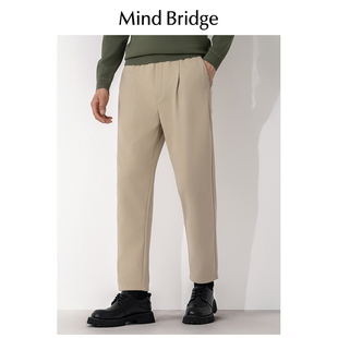 宽松直筒抽绳卫裤 MindBridge肌理垂感商务休闲长裤 2025高弹力男士