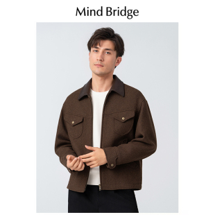 MindBridge 高端绵羊皮全羊毛商务休闲翻领夹克保暖男 即将断码