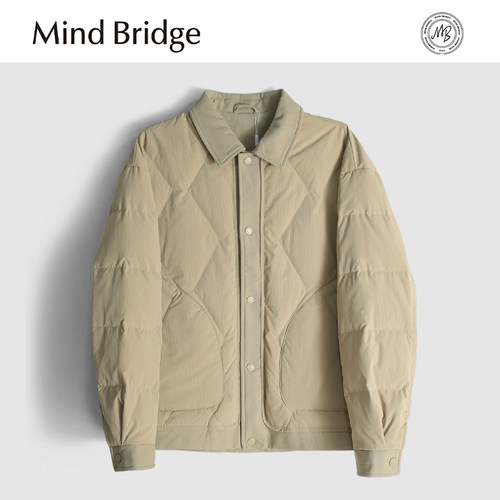 MindBridge新款2025冬季户外休闲防风保暖翻领鸭绒羽绒夹克耐磨男