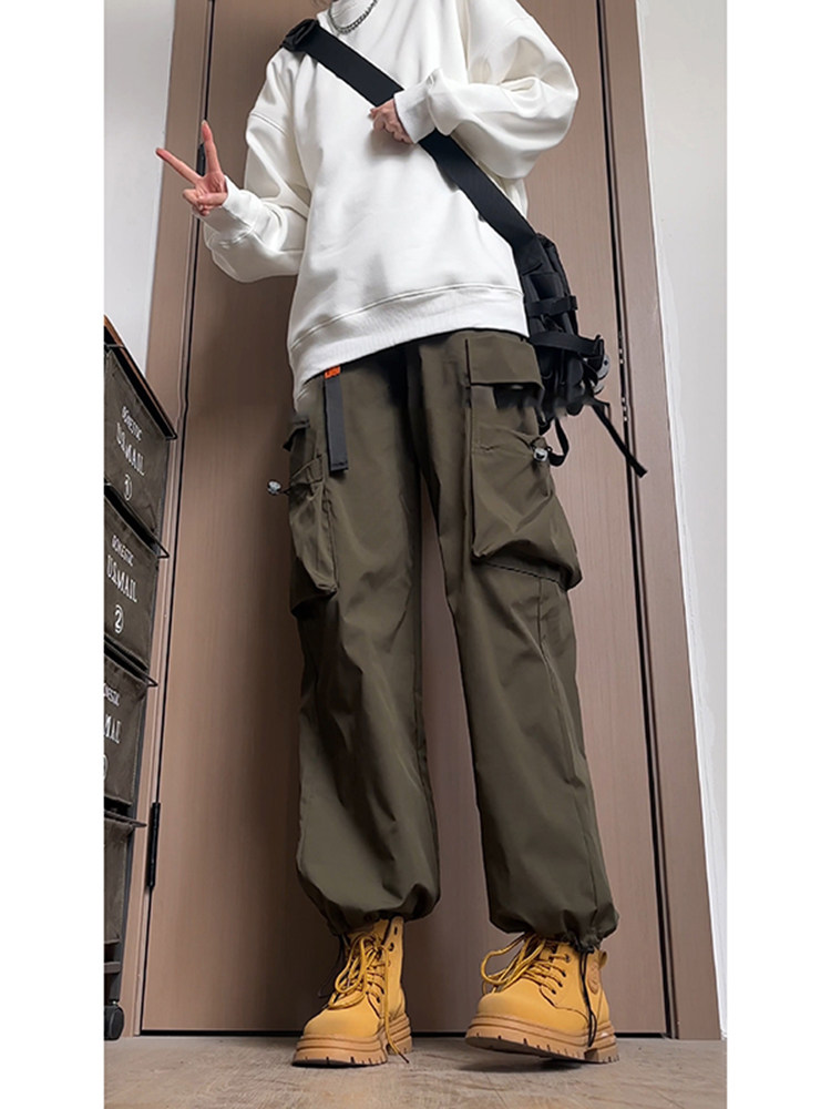 探路者美式机能风军绿色工装裤男秋冬款搭配马丁靴的裤子东北加绒