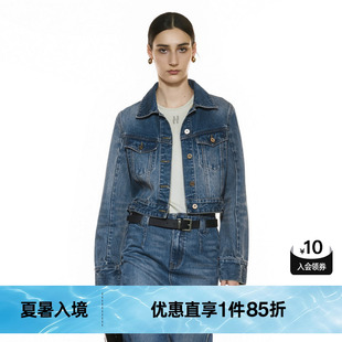 TI翻领短款 丹宁复古时尚 牛仔外套女装 正肩上衣尤缇2025秋季 新款