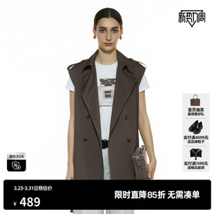 外套尤缇2025秋季 设计感通勤无袖 风衣马夹女装 新 TI军绿色短款