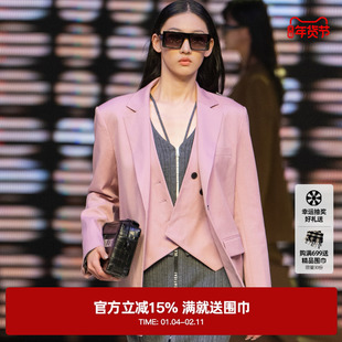 U/TI本白色收腰绵羊毛西装女百搭通勤风正肩外套尤缇2025春季新款