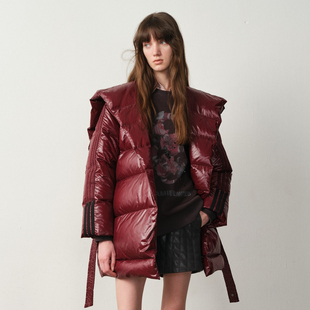 新款 TI廓感亮面连帽羽绒服女零压保暖90白鸭绒外套尤缇2025冬季