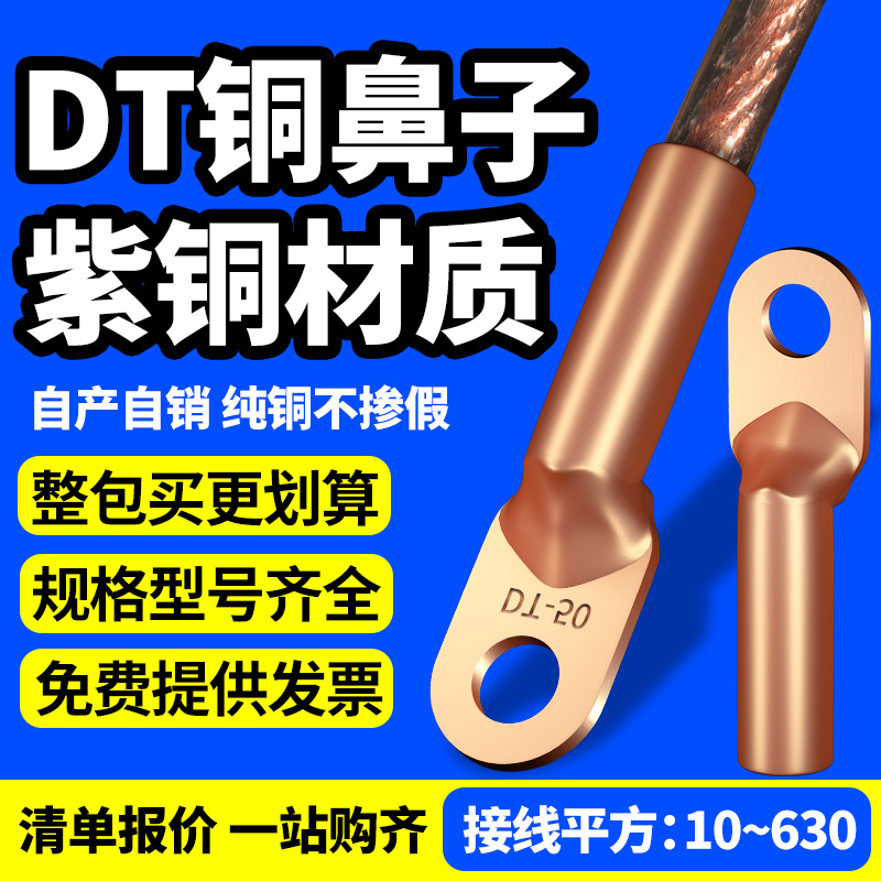 DT16/35/50/70/95/120/x150/185/240/300平方紫铜鼻子线耳接线端