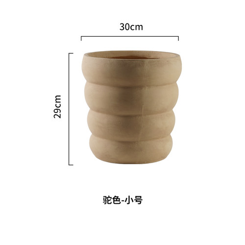 螺旋纹高款特大号镁泥花盆侘寂风仿水泥客厅阳台龟背芋尤加利种树