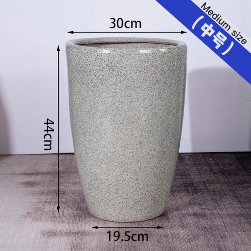 麻点光釉特大口径大缸高筒陶瓷花盆客厅摆件花盆千年木鸟落地