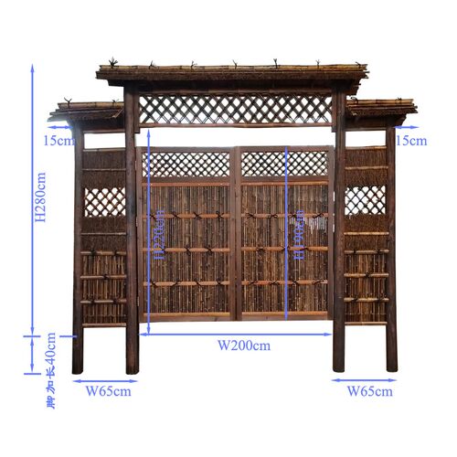 新中式竹门楼庭院装饰门竹木大门户外围栏篱笆别墅院子防腐耐用