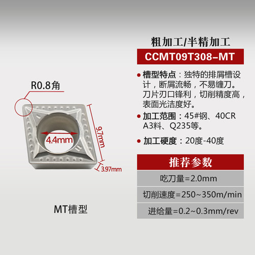 金属陶瓷数控镗孔刀粒内孔车刀片CCMT060204-MT CT3000加工钢件