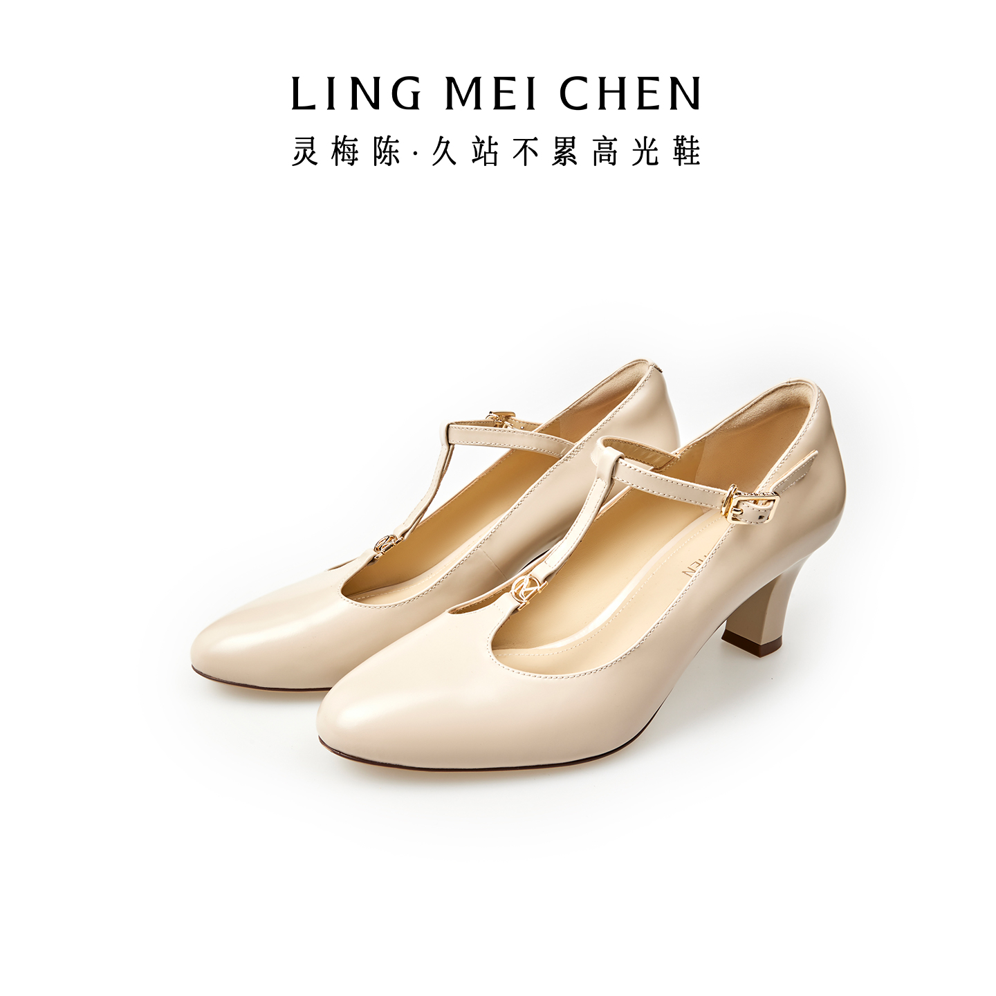 灵梅陈玛丽珍高跟鞋粗跟小皮鞋女