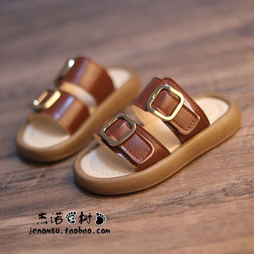 热销夏季儿童曼波风格凉拖2024新款女童平跟休R闲防滑一字拖男童