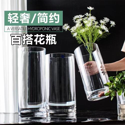 热销花瓶摆件透明玻璃瓶水培植物水养马醉木雪柳干枝鲜Z枝富贵竹