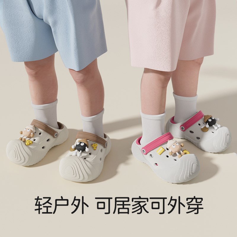 热销卡通儿童洞洞鞋男夏季可拆洗鞋底20I24新款防滑外穿包头宝宝