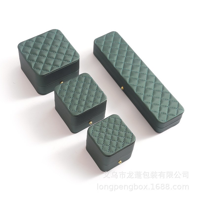 新款高档缝线首饰盒皮革首饰包装盒珠宝盒戒指吊坠手镯盒戒指盒批