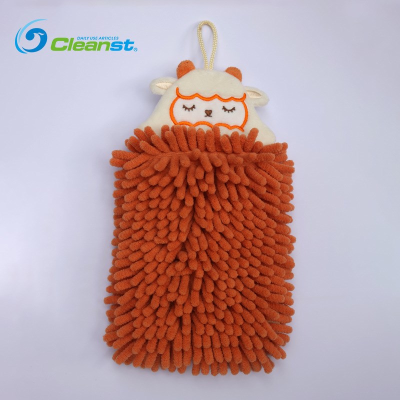 新款卡通可爱动物雪尼尔擦手巾 家用厨房卫生间儿童吸水布擦手毛