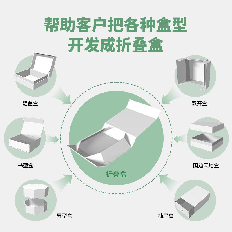 新款【蓝色手提折叠盒】书型手提折叠盒空盒大号大容量商务礼包套