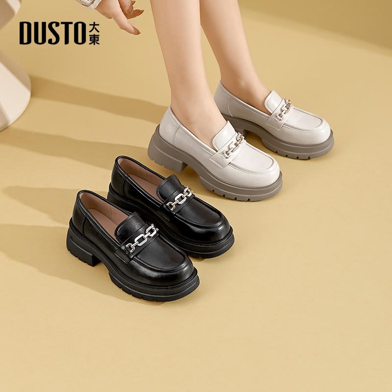 大东厚底英伦风黑色乐福鞋