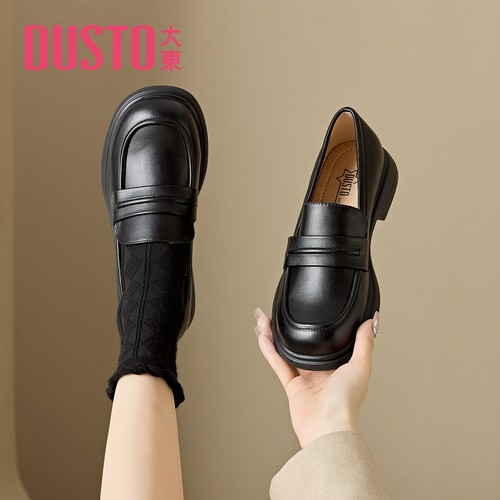 大东官方正品黑色小皮鞋