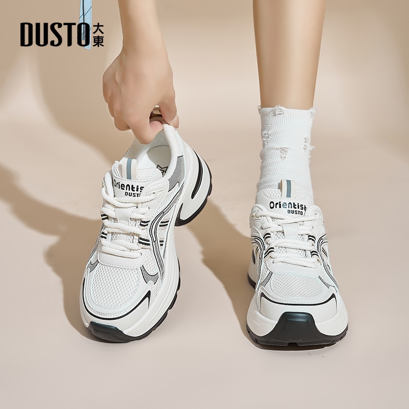 大东白色显脚小老爹鞋厚底增高鞋