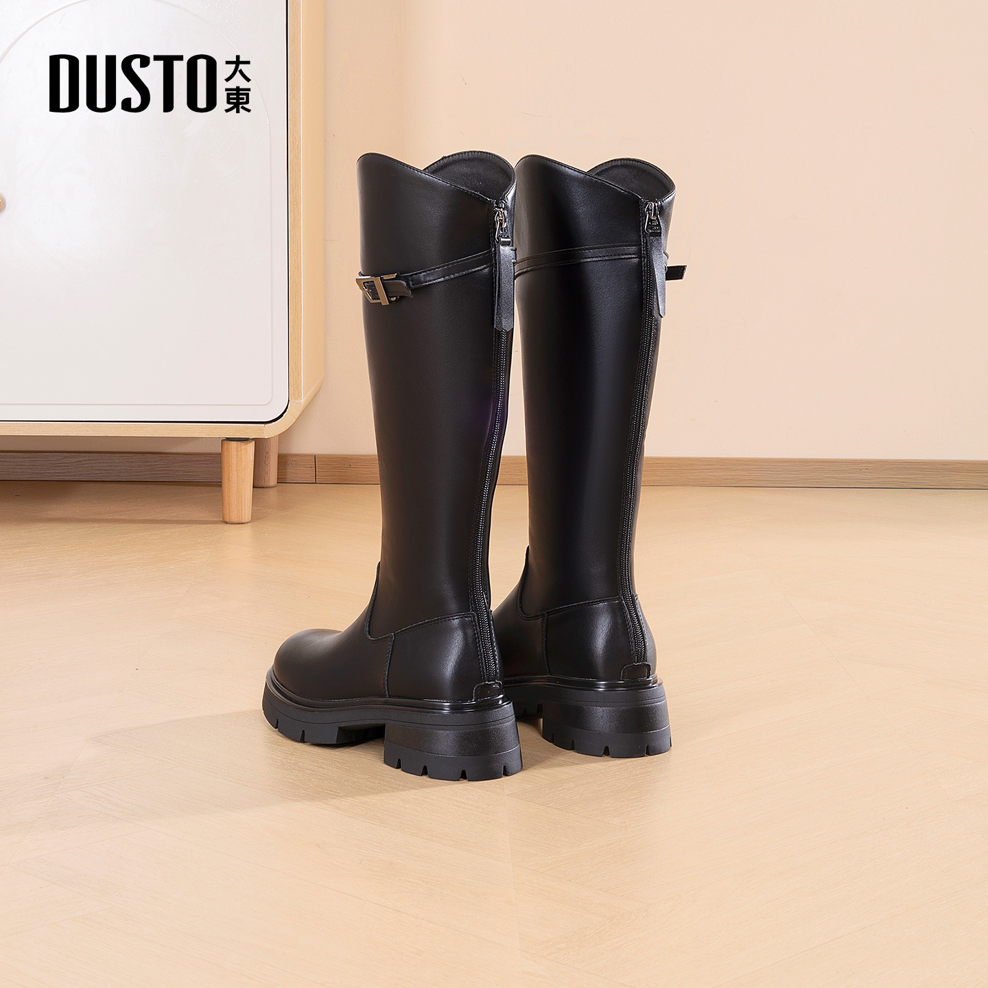 大东官方正品厚底长筒靴骑士靴