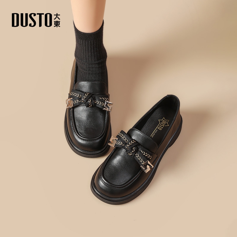 大东官方正品黑色乐福鞋