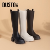 大东厚底骑士靴女2026新款 秋冬高筒靴胖mm大筒围长靴小个子长筒靴