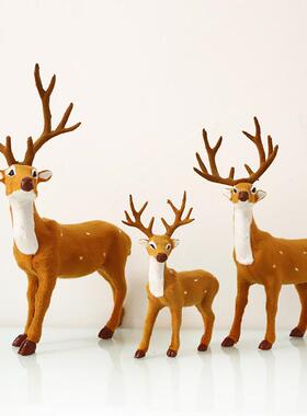 仿真梅花鹿动物摆件森系摄影道具桌面摆件圣诞鹿家居装饰仿真小鹿