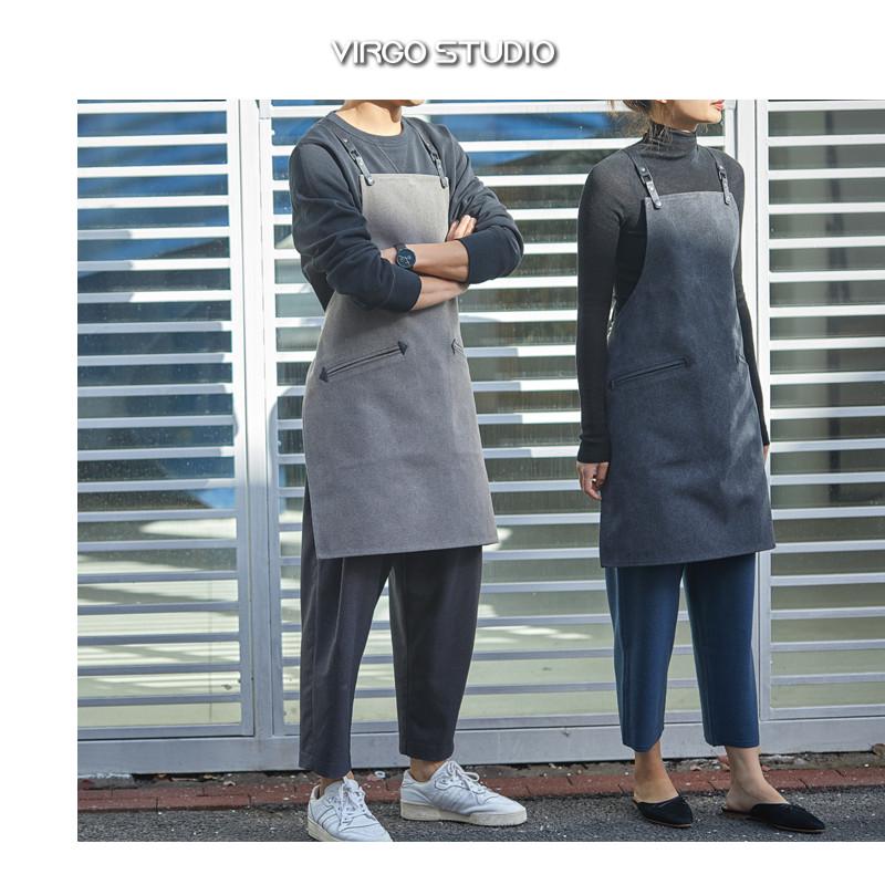 Virgo 高端奶茶店工作咖啡师烘焙店服务员男女帆布围裙定制logo