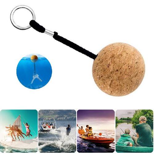 新品Cork Ball Flloating Keychain Key Ring Buoyant Keyring Bo