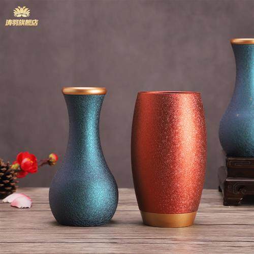 极速纯铜磨砂圣j水杯花瓶供佛香炉果盘简约供佛用品贝彩铜法蓝供