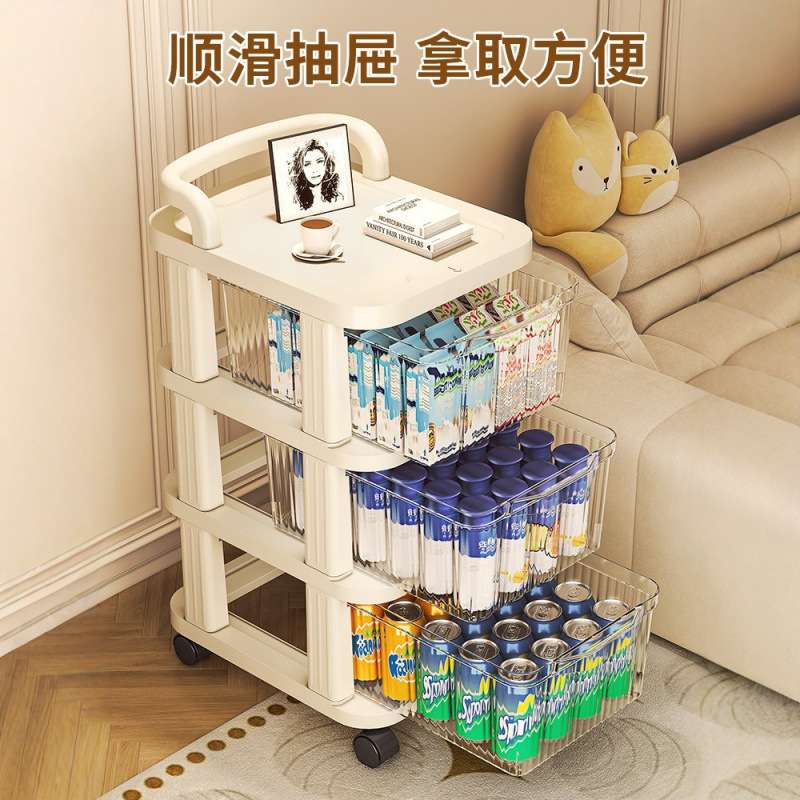 抽屉式小推车置物架多层客厅收纳柜带轮宝宝玩具婴儿用品储物架