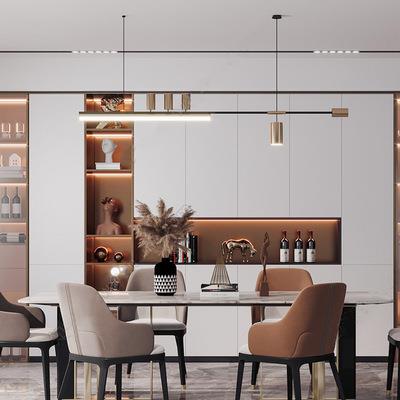 意式极简办公室会议室前台E27灯具简约时尚餐厅吧台长条吊灯