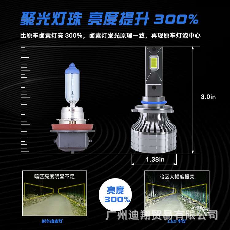 厂家直供D55led车灯H7 9006大功率55W带解码汽车改装远近光前照灯