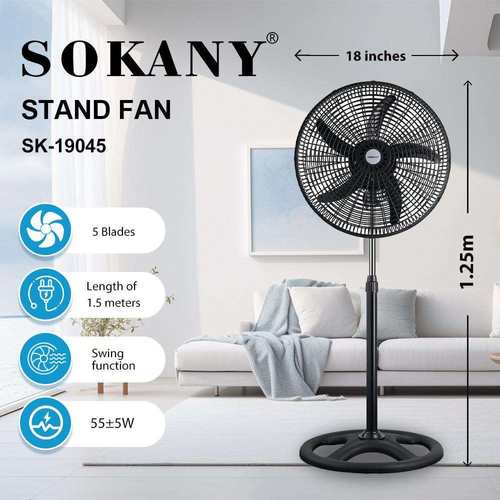 SOKANY19045三合一工业扇大风力家用立式摇头电风扇18寸落地扇