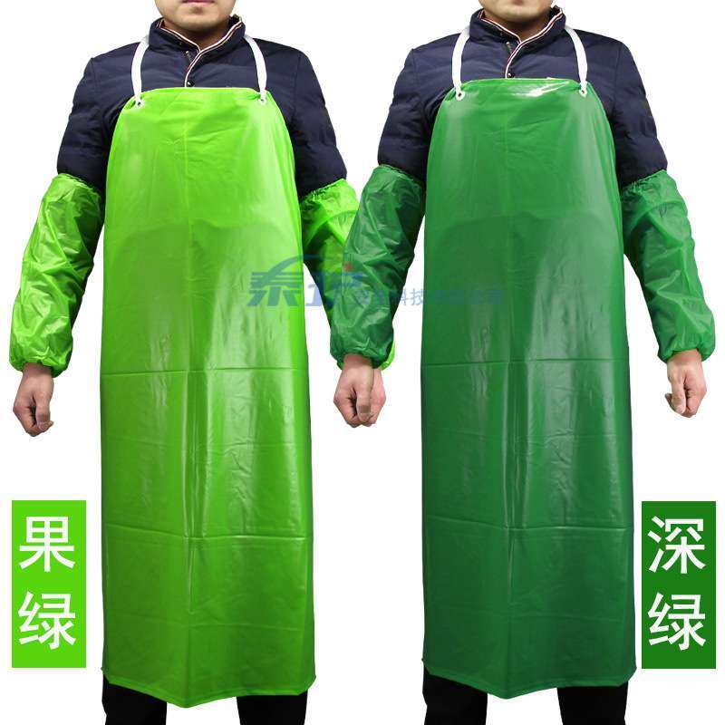 pvc围裙防油防水酸碱 厨房清洁工厂围兜工业袖套无袖防污套袖劳保