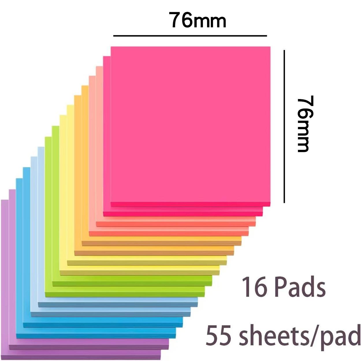 荧光彩色3*3英寸便利贴可撕学生用备忘便条纸n次贴便签本可定 制