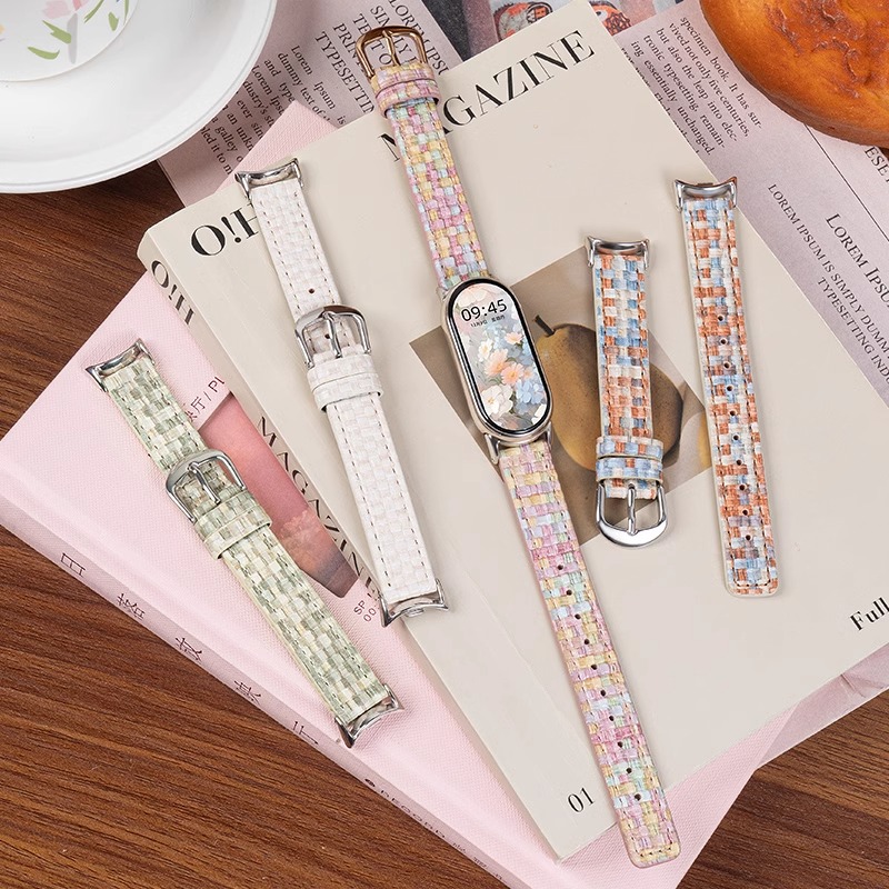 适用小米秋冬新款糖果格纹表带